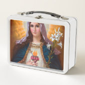 Heilige Mutter Maria Unbeflecktes Herz, St. Maria, Metall Brotdose (Vorderseite)