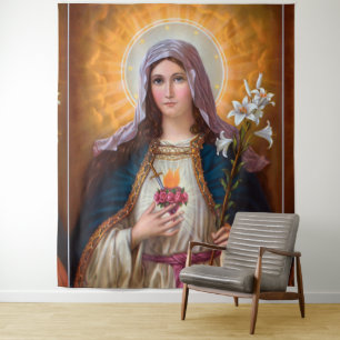 Heilige Mutter Maria Unbeflecktes Herz, St. Maria, Wandteppich