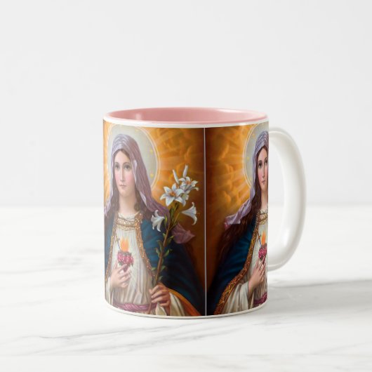 Heilige Mutter Maria Unbeflecktes Herz, St. Maria, Zweifarbige Tasse (VorderseiteRechts)