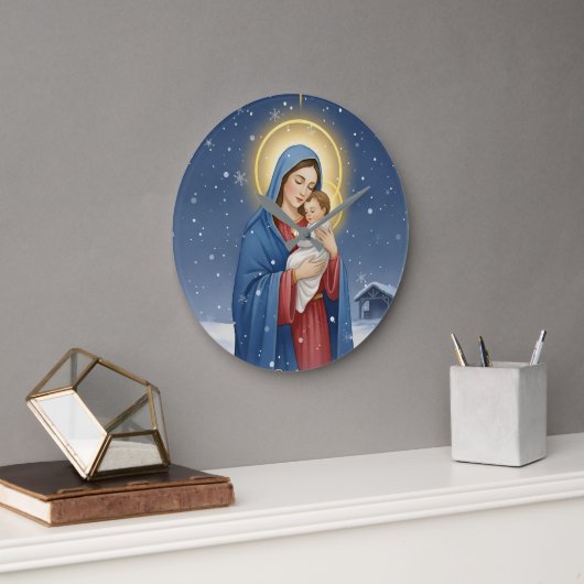 Heilige Mutter Maria und Jesuskind Wanduhr (Büro)