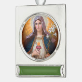 Heilige Mutter Mary Immakulieren Herz, katholische Banner-Ornament Silber (Links)