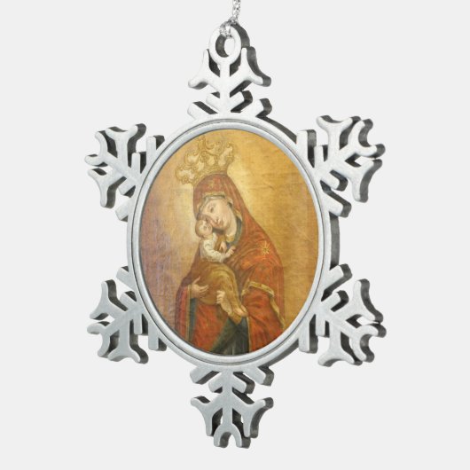 Heilige Mutter Pochayiv Ukraine der Schneeflocken Zinn-Ornament (Rechts)