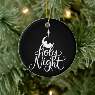 Heilige Nacht Familienweihnachten Krippenszene Wei Keramik Ornament