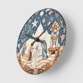 Heilige Nacht - Krippe Runde Wanduhr (Winkel)