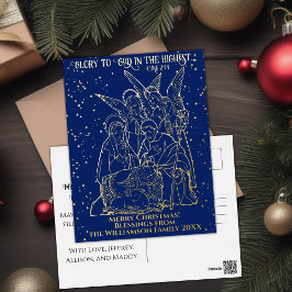 Heilige Nacht Weihnachtskrippe Szene Bibel Verse Folien Feiertagspostkarte
