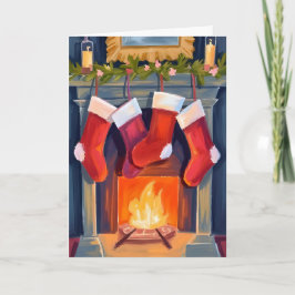 Heilige Nacht | Weihnachtsstrümpfe Wasserfarbe Feiertagskarte