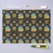 Heilige Nachtkrippe Goldene Schneeflocken Muster Seidenpapier (Handwerk)