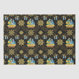 Heilige Nachtkrippe Goldene Schneeflocken Muster Seidenpapier