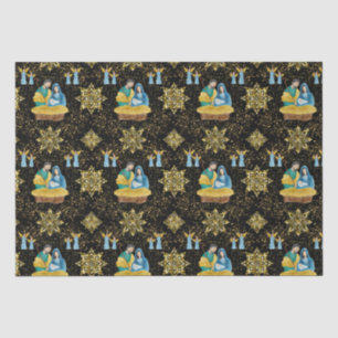 Heilige Nachtkrippe Goldene Schneeflocken Muster Seidenpapier