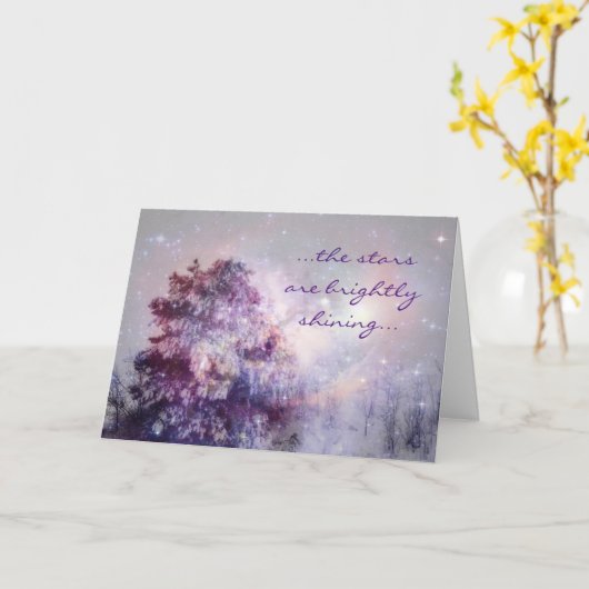 Heilige Nachtstars Snowy Tree Weihnachtskarte Karte (Gelbe Blume)