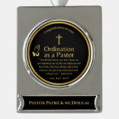 Heilige, neu ordinierte Pastor Bibel Verse Custom Banner-Ornament Silber (Vorderseite)