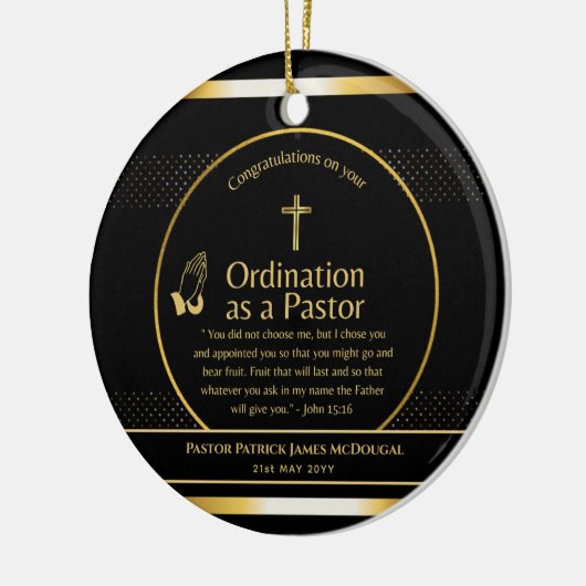 Heilige, neu ordinierte Pastor Bibel Verse Custom Keramik Ornament (Links)