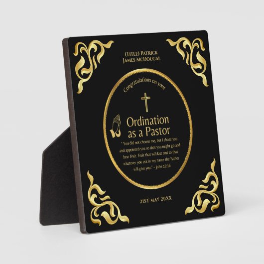 Heilige, neu ordinierte Pastor Personalisiertes Ge Fotoplatte (Vorderseite)