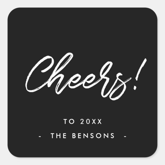 Heilige Neujahr Schwarz-Weiß-Typografie Quadratischer Aufkleber (Vorderseite)