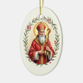 Heilige Nikolaus-Schrift Keramik Ornament (Links)