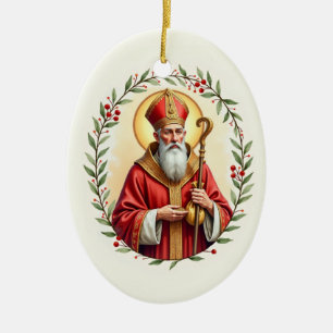 Heilige Nikolaus-Schrift Keramik Ornament