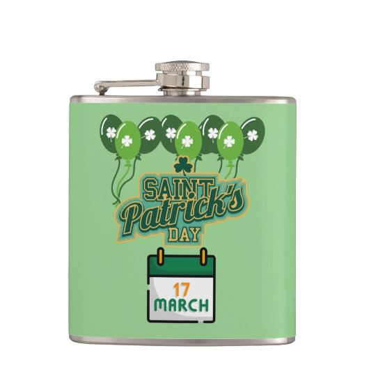 Heilige Patrick's Day editierbare Namen Flachmann (Vorderseite)
