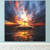 Heilige religiöse Kreuzbilder für friedliche Räume Leinwanddruck (Insitu (Holzboden))