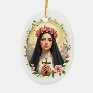 Heilige Rosa von Lima Gottes Frieden mit Rosen Keramik Ornament