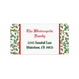 Heilige Rote Beere in Familiengrün, essbar Adressaufkleber