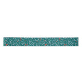 Heilige rote Beeren Moderne aquamarine Muster Satinband (Vorderseite)