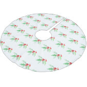 Heilige rote Beeren Weihnachtswasserfarbe grün rot Polyester Weihnachtsbaumdecke (Schrägansicht)