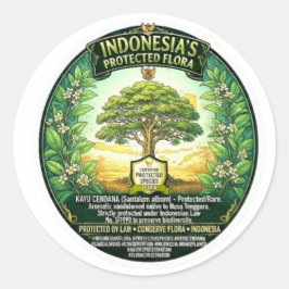 Heilige Sandelholzbaum-Kunst - Seltene indonesisch Runder Aufkleber