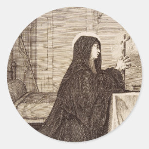 Heilige Scholastika Patronin der Schule Runder Aufkleber