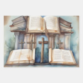 Heilige Schriften und Kreuz Geschenkpapier Set (Vorderseite)