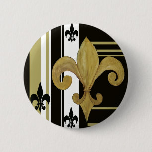 Heilige Schwarz und Gold Fleur de lis Button