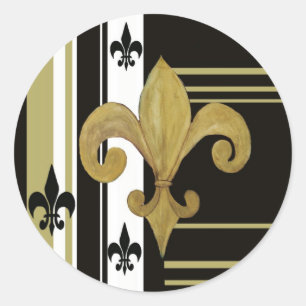 Heilige Schwarz und Gold Fleur de lis Runder Aufkleber