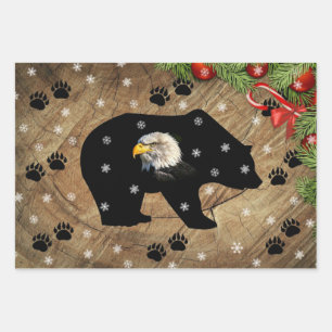 Heilige Schwarze Bären Bald Eagle Wilderness Geschenkpapier Set