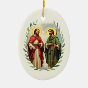 Heilige Simon und Jude Gottes Frieden und Segnunge Keramik Ornament