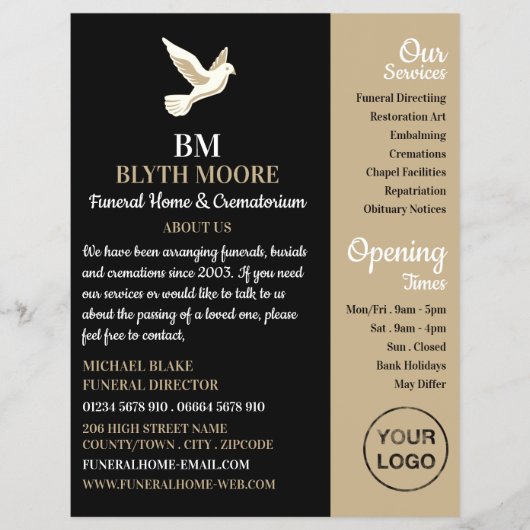 Heilige Taube, Beerdigung Zuhause, Direktoren Flyer (Vorne)