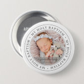 Heilige Taufe Einfache Rahmen Modernes Foto Button (Vorne & Hinten)