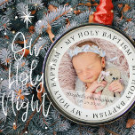 Heilige Taufe Einfache Rahmen Modernes Foto Ornament Aus Metall<br><div class="desc">Dieses einfache und klassische Design besteht aus Serifentypografie und fügt ein benutzerdefiniertes Foto hinzu. "Meine heilige Taufe" umkreist das Foto Ihres Kindes,  Kinderhirns usw.</div>