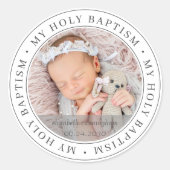 Heilige Taufe Einfache Rahmen Modernes Foto Runder Aufkleber (Vorderseite)