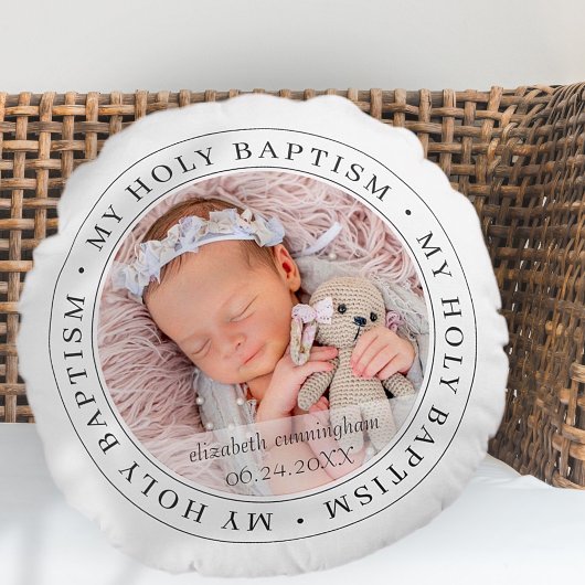 Heilige Taufe Einfache Rahmen Modernes Foto Rundes Kissen