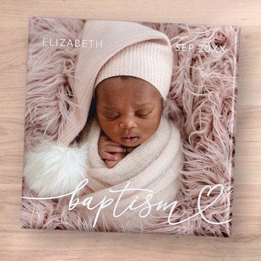 Heilige Taufe Elegantes Foto Modernes Chic Heart B Magnet