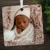 Heilige Taufe Elegantes Foto Modernes Chic Heart B Ornament Aus Metall