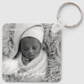Heilige Taufe Elegantes Foto Modernes Chic Heart B Schlüsselanhänger (Rückseite)