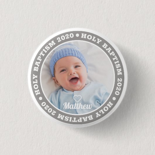 Heilige Taufe Modernes Foto Button (Vorderseite)