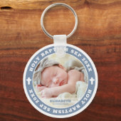 Heilige Taufe Modernes Foto des Weißkreuzes Schlüsselanhänger (Vorderseite)