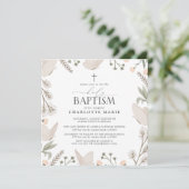 Heilige Taufe Schmetterlinge Aquarellblüten Neutra Einladung (Stehend Vorderseite)