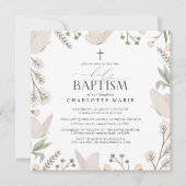 Heilige Taufe Schmetterlinge Aquarellblüten Neutra Einladung (Vorderseite)