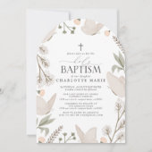 Heilige Taufe Schmetterlinge Aquarellblüten Neutra Einladung (Vorderseite)