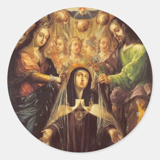 Heilige Teresa der Karte Runder Aufkleber (Vorderseite)