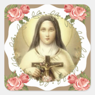 Heilige Therese des Kindes Jesus Kleine Blume Quadratischer Aufkleber