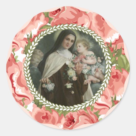 Heilige Therese des Kindes Jesus Kleine Blume Runder Aufkleber (Vorderseite)