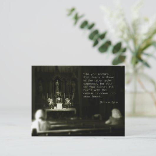 Heilige Therese über Eucharistisches Adoration Postkarte (Stehend Vorderseite)
